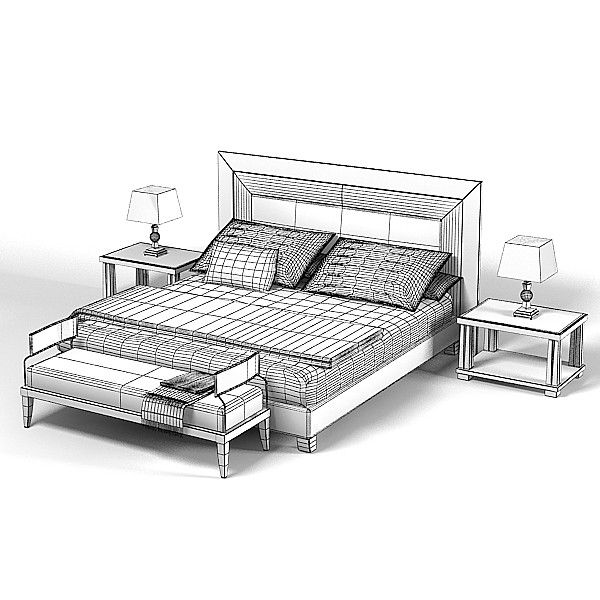 3ds max smania modern double - Smania modern double bed contemporary leather bedroom set by archstyle
